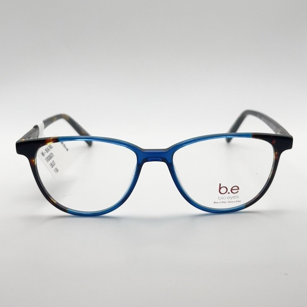 B.e Bio Eyes BE46 Iris LBLUT Full Eyeglass Frame Blue Brown Tortoise 52-16-140